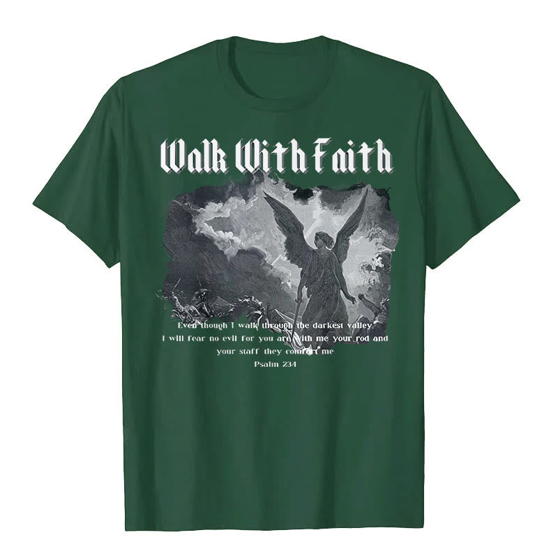 Christianartworkshop Walk With Faith T-Shirt - Dark Green - 2XL - image 6