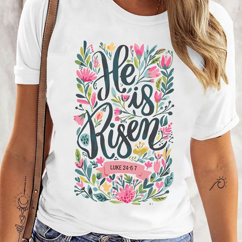 Christianartworkshop He Is Risen Floral Print Graphic T-Shirt - image 9