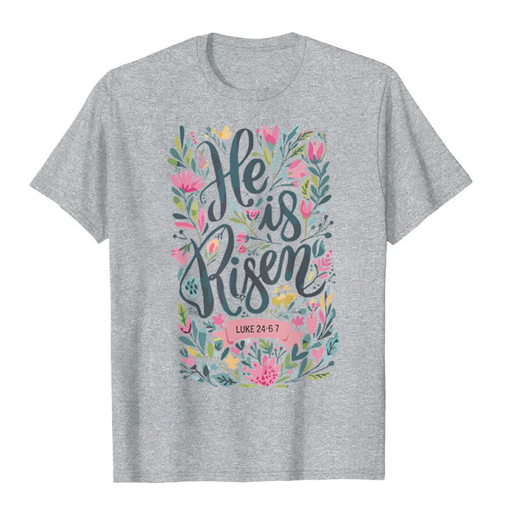 Christianartworkshop He Is Risen Floral Print Graphic T-Shirt - Grey - 2XL - image 8