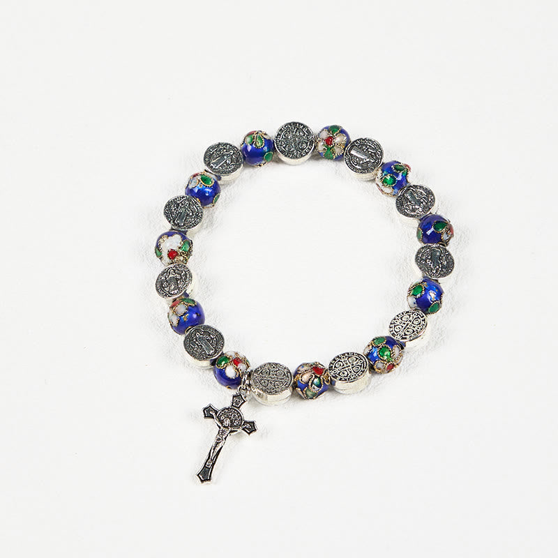 Christianartworkshop Handcrafted Blue Cloisonné Beads Divine Blessing Bracelet: A Symbol of Faith