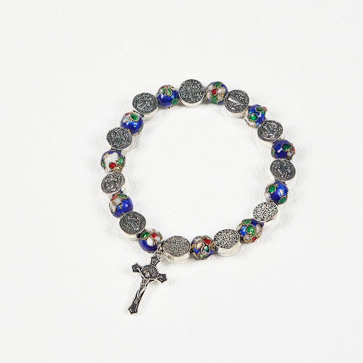 Christianartworkshop Handcrafted Blue Cloisonné Beads Divine Blessing Bracelet: A Symbol of Faith