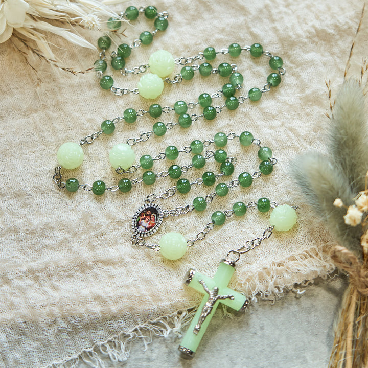 FREE Today: Jade & Luminous Rose Our Father Beads Glowing Faith Rosary: A Divine Companion