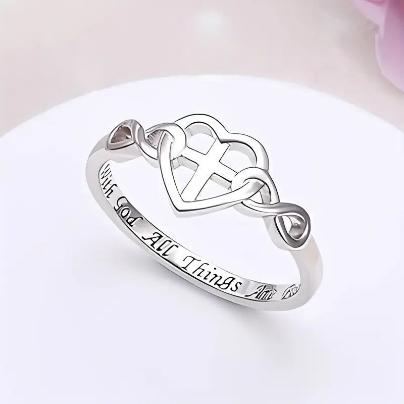 FREE Today: Heart Cross Faith - Bonded Ring: With God, All Things Are Possible