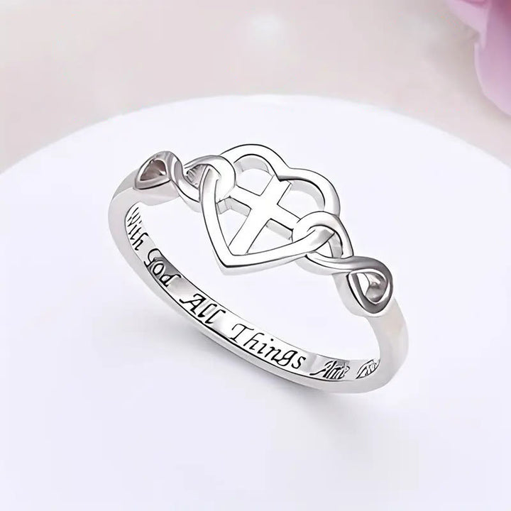 FREE Today: Heart Cross Faith - Bonded Ring: With God, All Things Are Possible