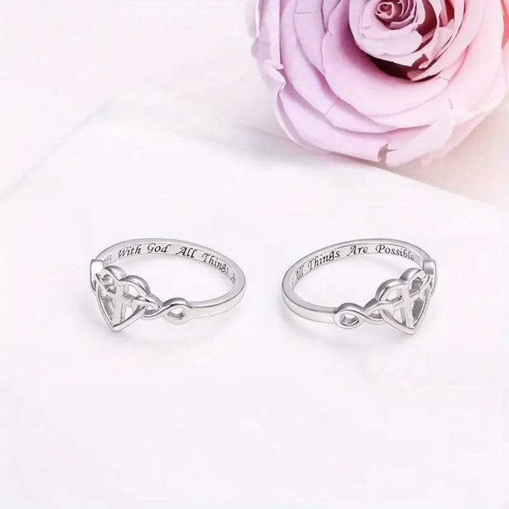 FREE Today: Heart Cross Faith - Bonded Ring: With God, All Things Are Possible