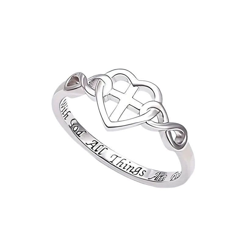 FREE Today: Heart Cross Faith - Bonded Ring: With God, All Things Are Possible
