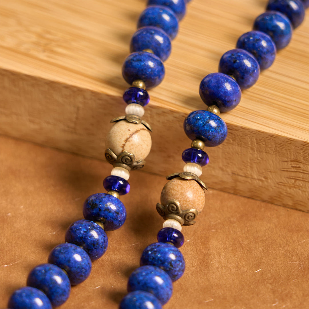 Christianartworkshop Handmade St. Therese of Lisieux Medal & Crucifix 8*10mm Oblate Lapis Lazuli & Map Stone Rosary - image 7