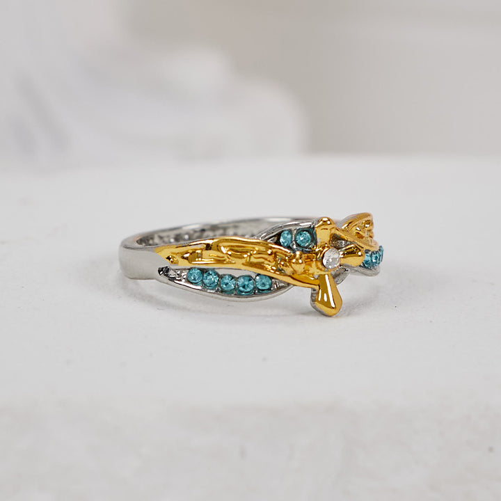 FREE Today: Two-color Heart with Christian Poem Footprints in the Sand Alloy Ring