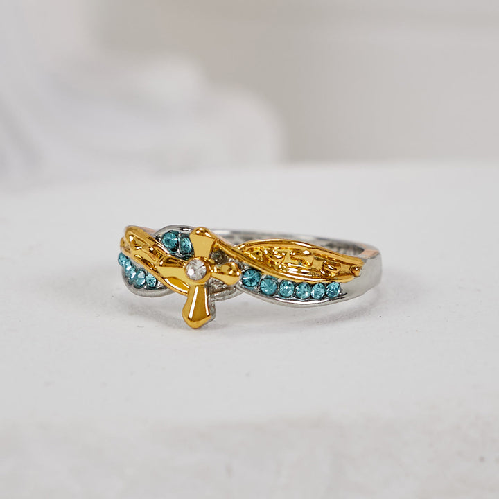 FREE Today: Two-color Heart with Christian Poem Footprints in the Sand Alloy Ring