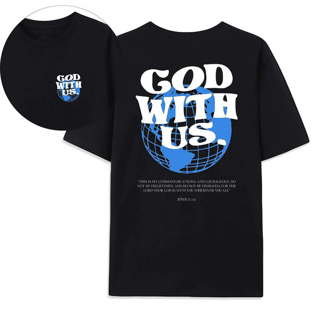 Christianartworkshop God With Us Cotton T-Shirt - Black - 2XL - image 4