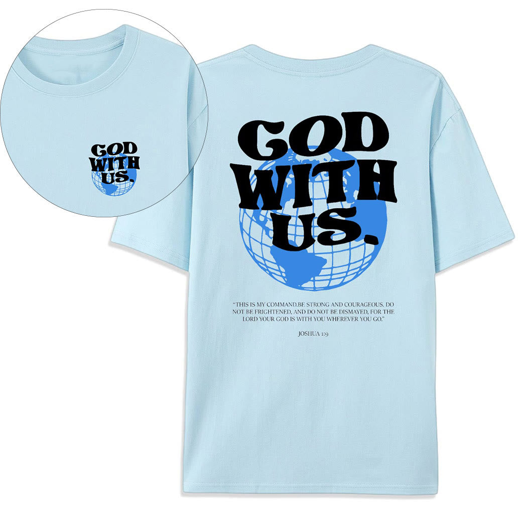 Christianartworkshop God With Us Cotton T-Shirt - Blue - 2XL - image 16