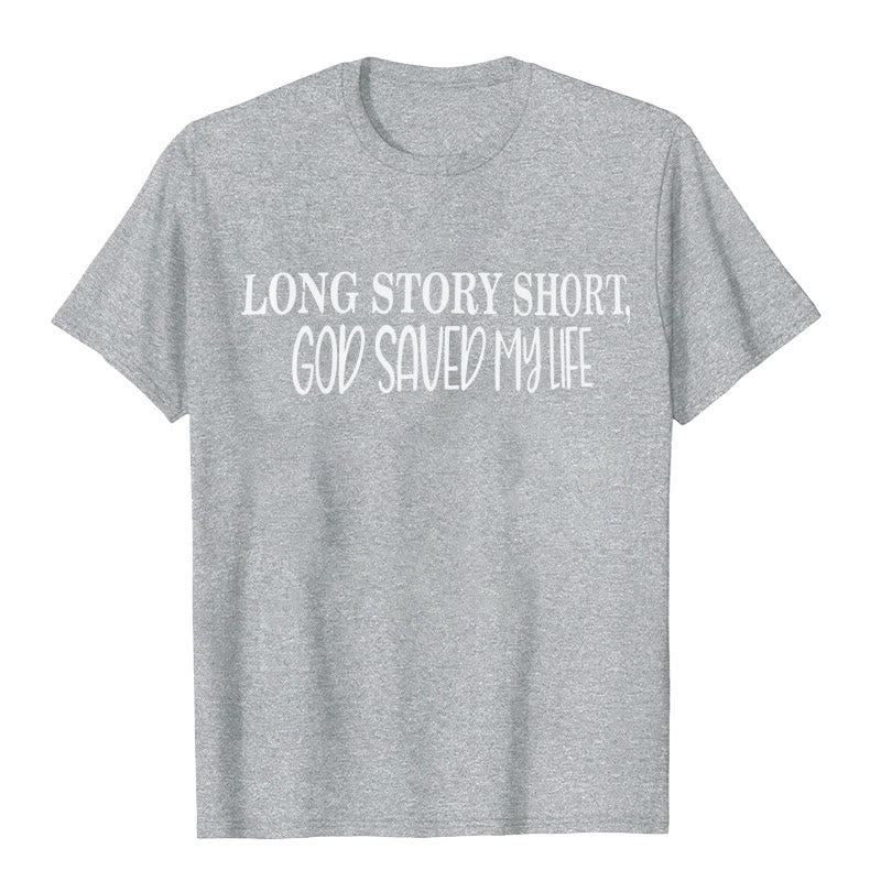 Christianartworkshop "LONG STORY SHORT, GOD SAVED MY LIFE" T-shirt - Grey - 2XL - image 8
