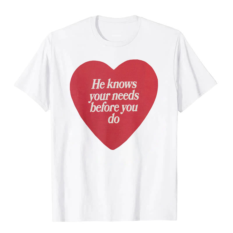 Christianartworkshop "He knows your needs before you do" T-shirt - White - 2XL - image 0