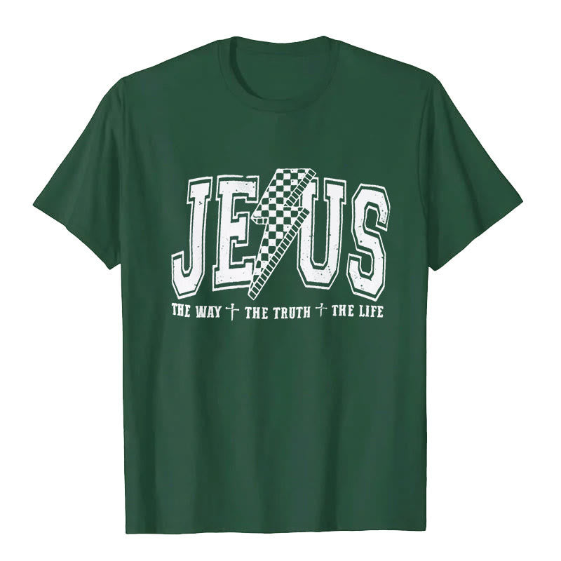 Christianartworkshop "JESUS THE WAY + THE TRUTH + THE LIFE" T-shirt - Dark Green - 2XL - image 6