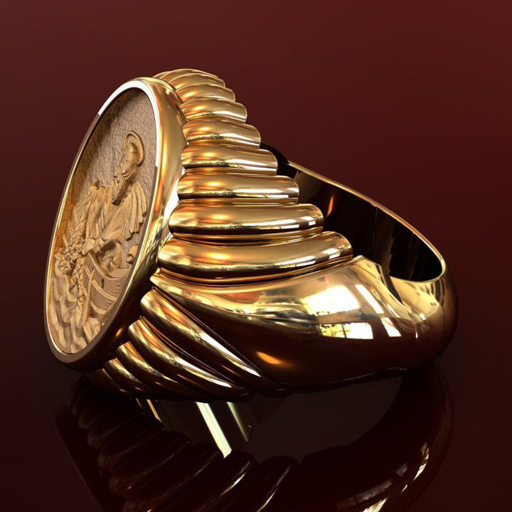 Christianartworkshop Fisherman Apostle's Legacy Ring: A Symbol of Faith and Devotion