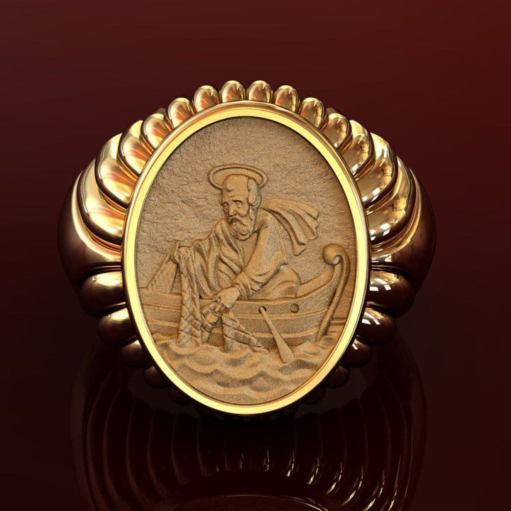 Christianartworkshop Fisherman Apostle's Legacy Ring: A Symbol of Faith and Devotion