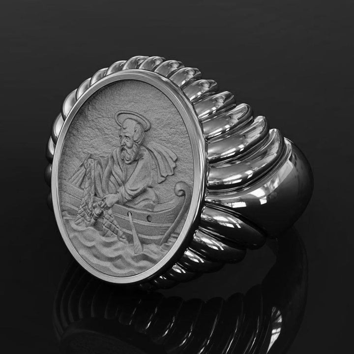 Christianartworkshop Fisherman Apostle's Legacy Ring: A Symbol of Faith and Devotion
