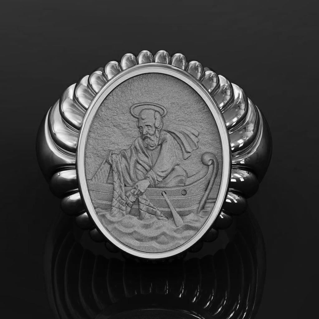 Christianartworkshop Fisherman Apostle's Legacy Ring: A Symbol of Faith and Devotion