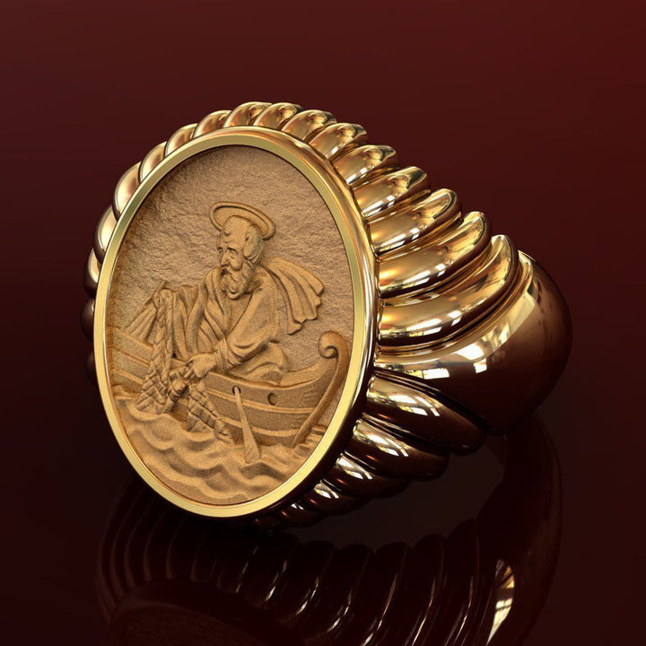 Christianartworkshop Fisherman Apostle's Legacy Ring: A Symbol of Faith and Devotion