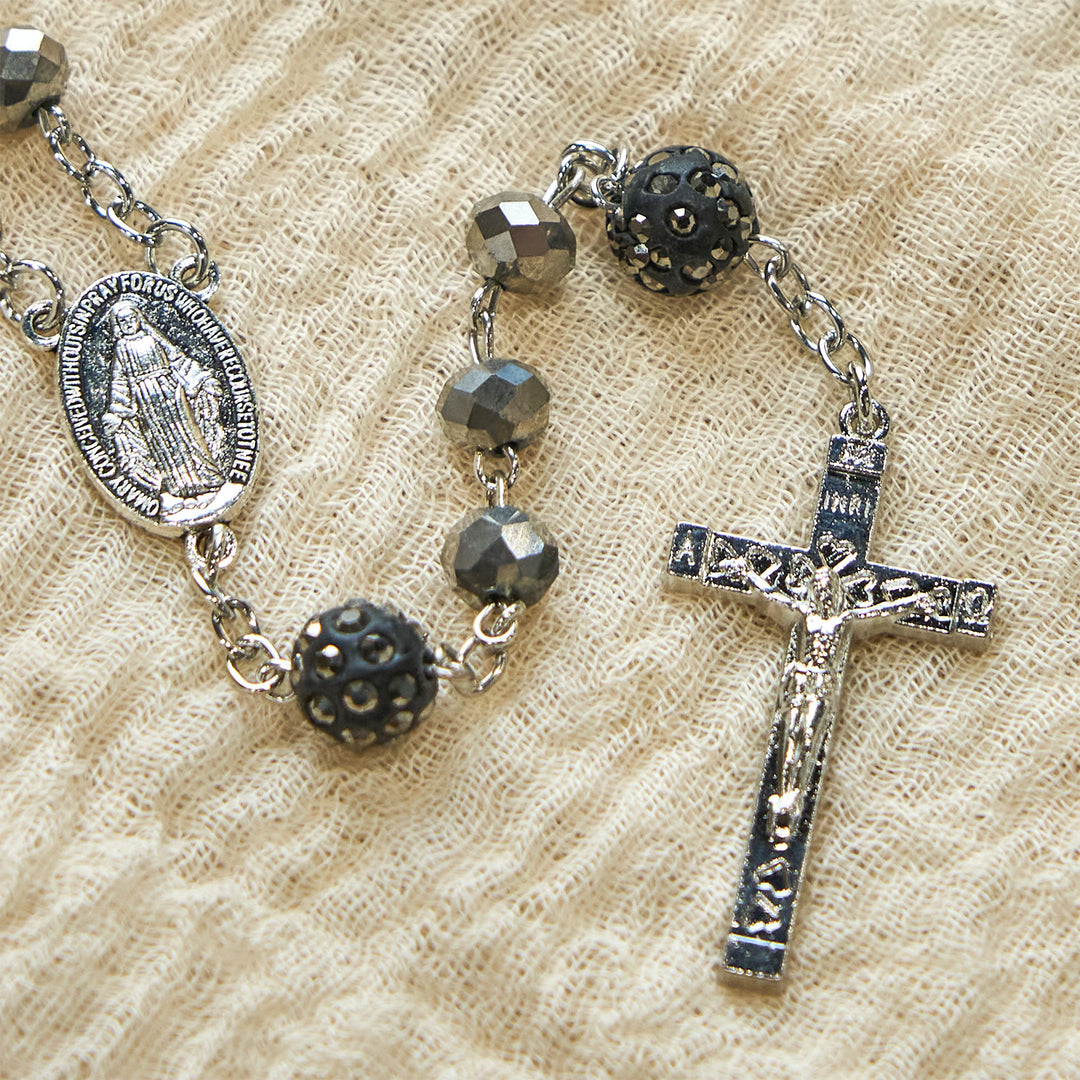 FREE Today: Colorful Shiny Black Crystal Radiant Faith Rosary: A Spiritual and Aesthetic Delight