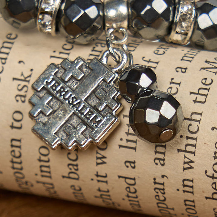 FREE Today: Shiny Black Gallstone Jerusalem - Inspired Bracelet: A Symbol of Faith