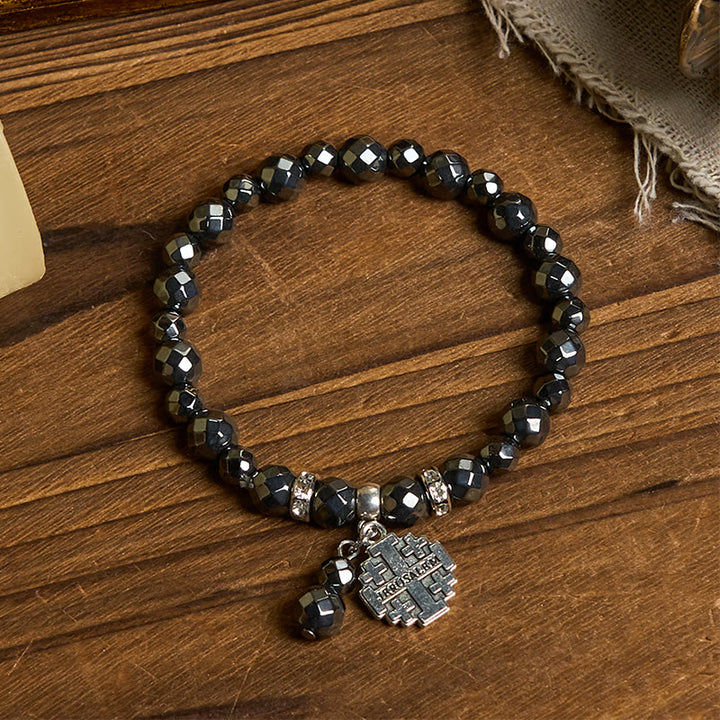 FREE Today: Shiny Black Gallstone Jerusalem - Inspired Bracelet: A Symbol of Faith