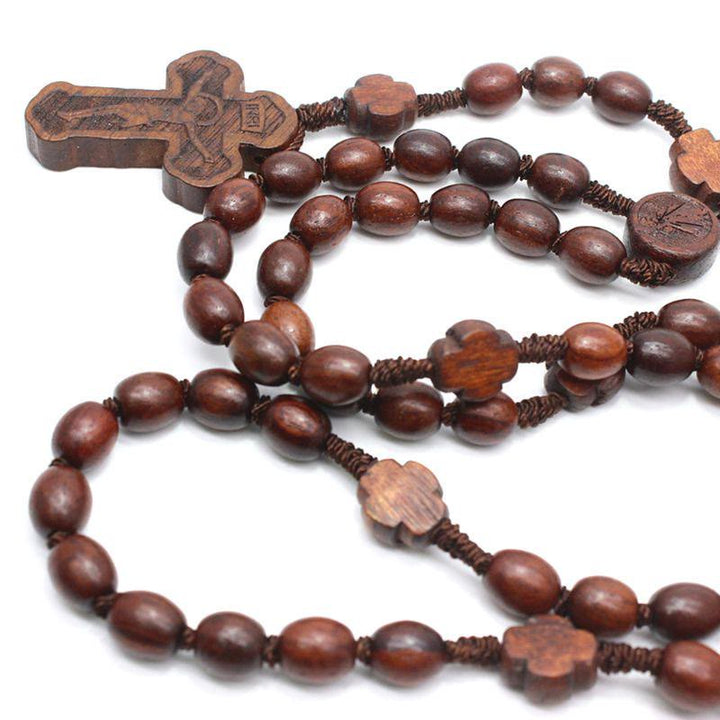 FREE Today: Handcrafted Divine Mercy Cross Oval Rosewood Nylon Cord Rosary: A Spiritual Treasure