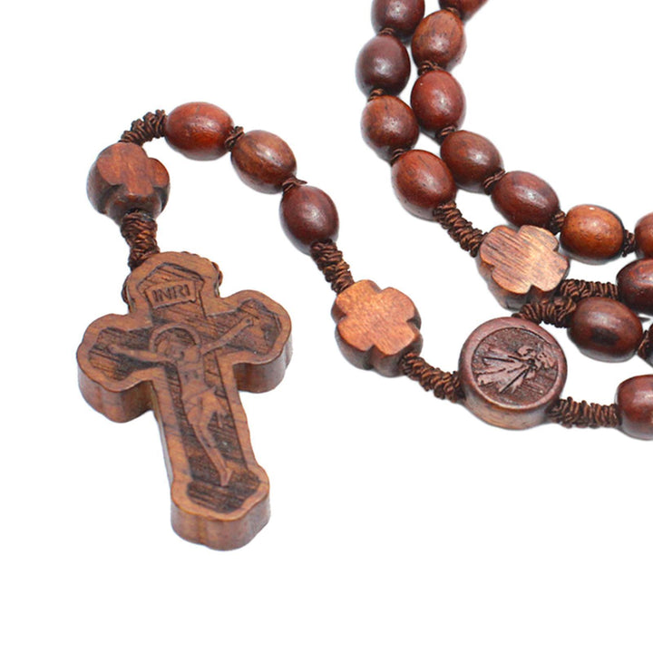 FREE Today: Handcrafted Divine Mercy Cross Oval Rosewood Nylon Cord Rosary: A Spiritual Treasure