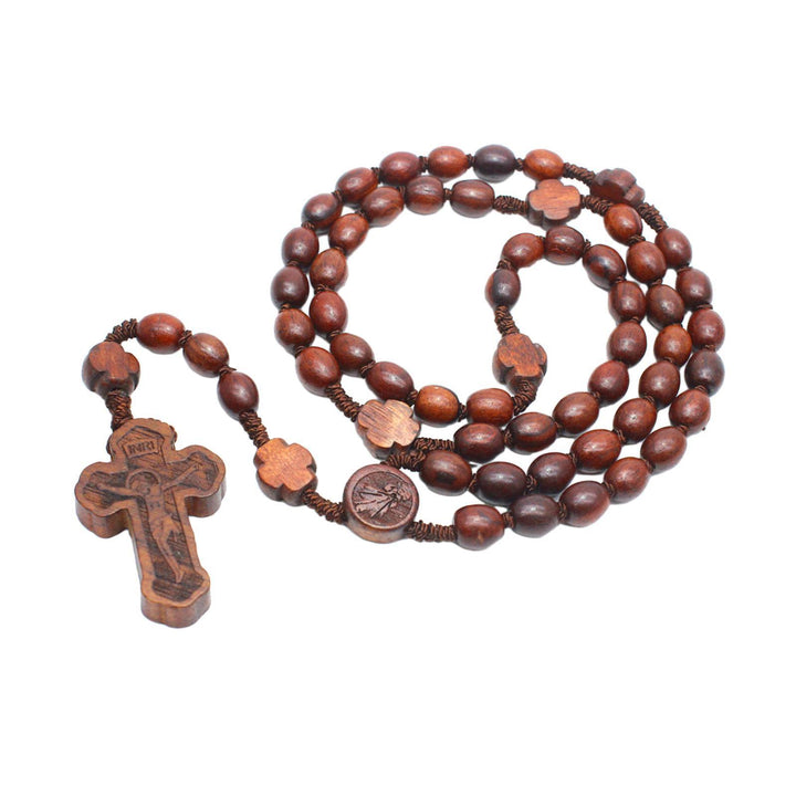FREE Today: Handcrafted Divine Mercy Cross Oval Rosewood Nylon Cord Rosary: A Spiritual Treasure
