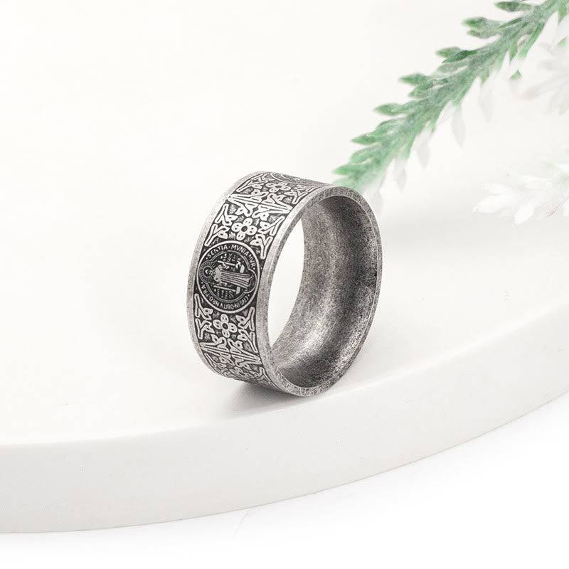 FREE Today: Vintage St. Benedict Catholic Ring- A Timeless Emblem of Faith
