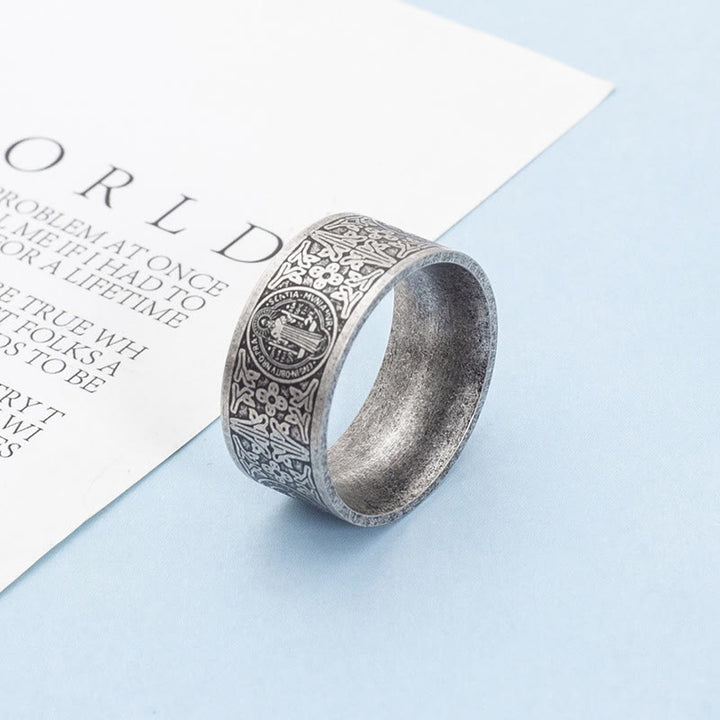 FREE Today: Vintage St. Benedict Catholic Ring- A Timeless Emblem of Faith