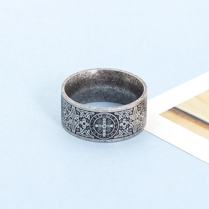 FREE Today: Vintage St. Benedict Catholic Ring- A Timeless Emblem of Faith