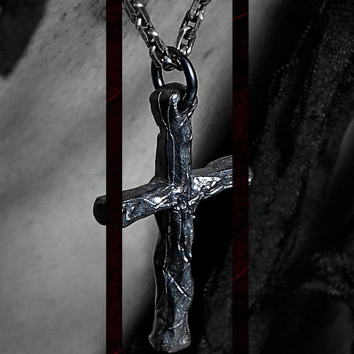 Christianartworkshop 925 Sterling Silver Dark Style Cross Necklace: A Symbol of Faith - image 4