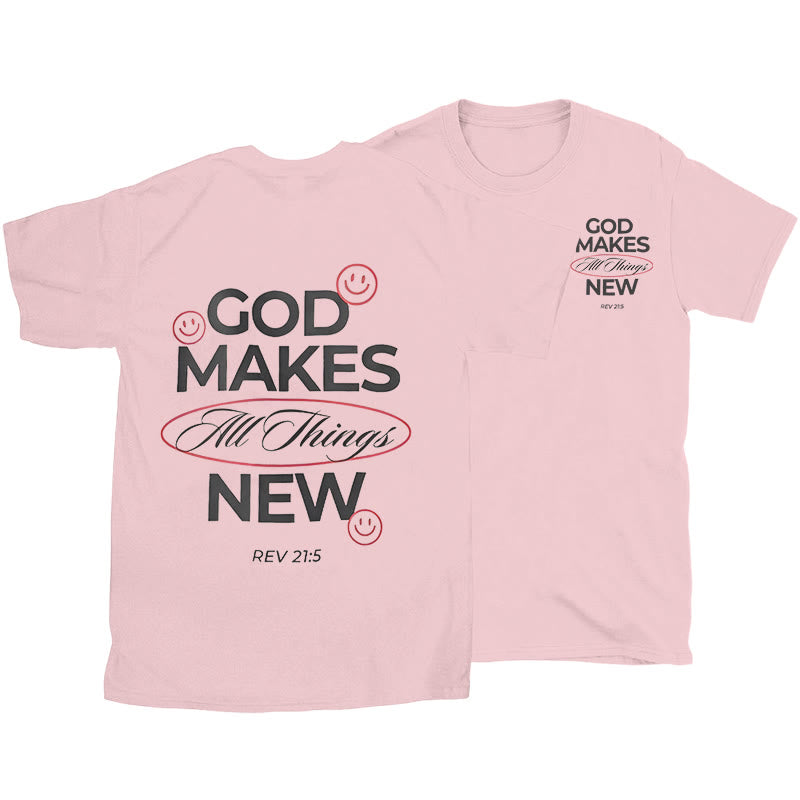 Christianartworkshop God Makes All Things New T-shirt - Pink - 2XL - image 12