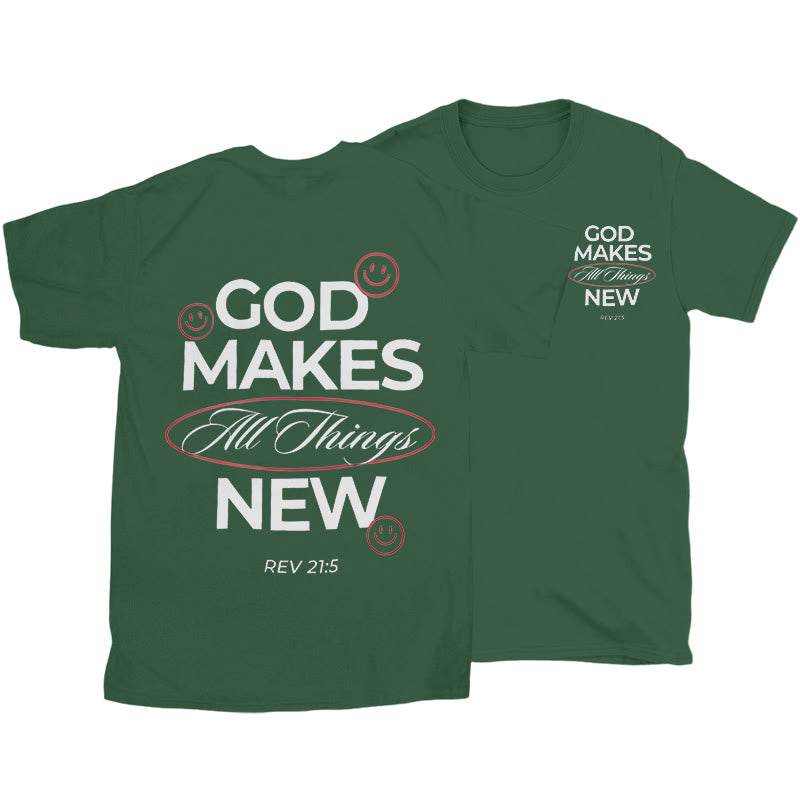 Christianartworkshop God Makes All Things New T-shirt - Dark Green - 2XL - image 21