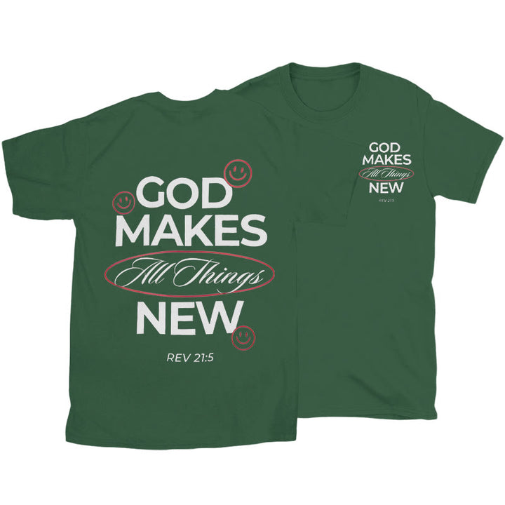 Christianartworkshop God Makes All Things New T-shirt - Dark Green - 2XL - image 21