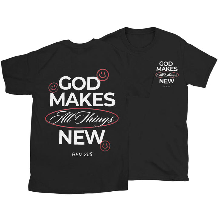 Christianartworkshop God Makes All Things New T-shirt - Black - 2XL - image 3