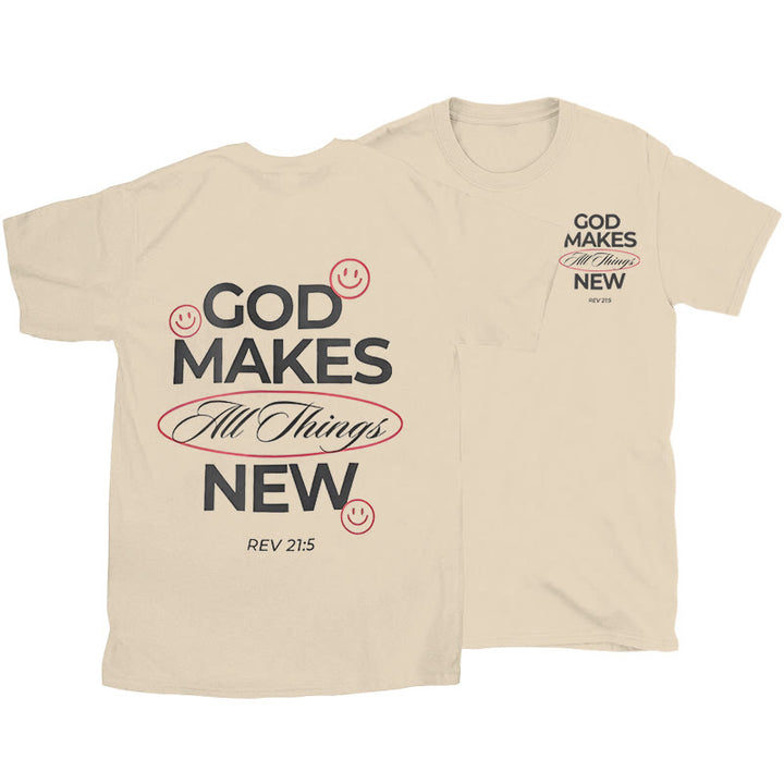 Christianartworkshop God Makes All Things New T-shirt - Beige - 2XL - image 6