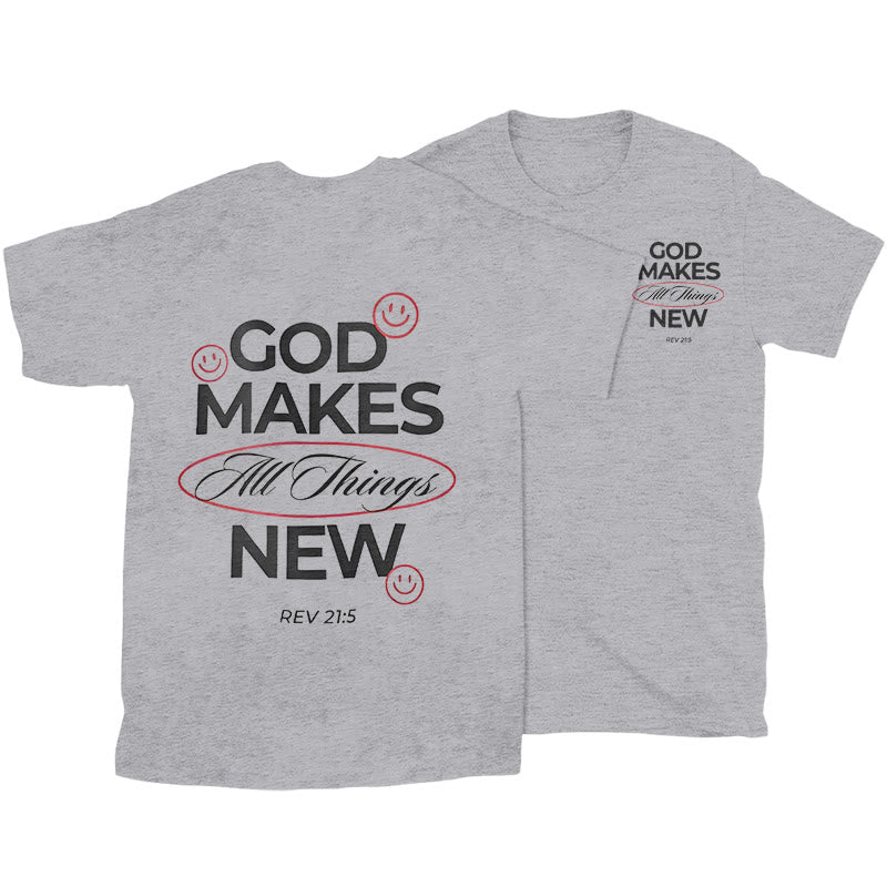 Christianartworkshop God Makes All Things New T-shirt - Grey - 2XL - image 24