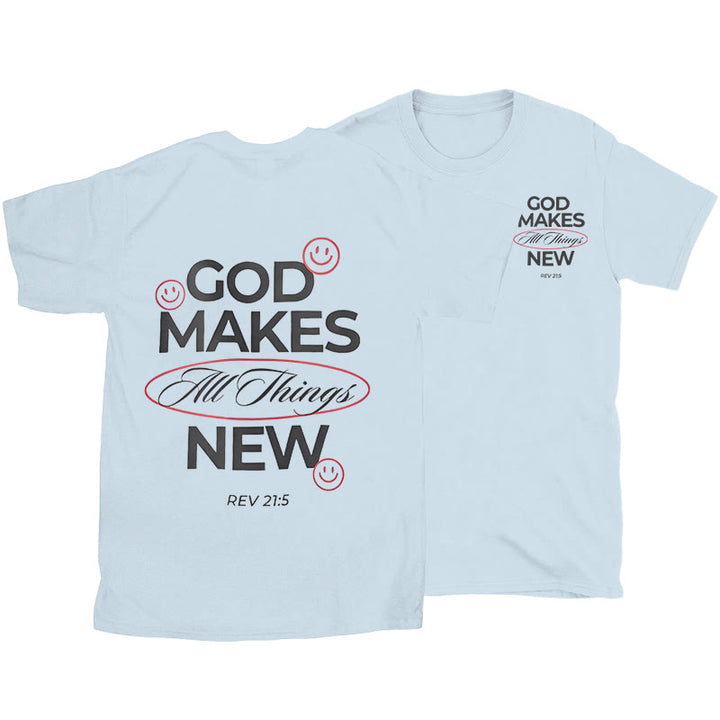 Christianartworkshop God Makes All Things New T-shirt - Blue - 2XL - image 9