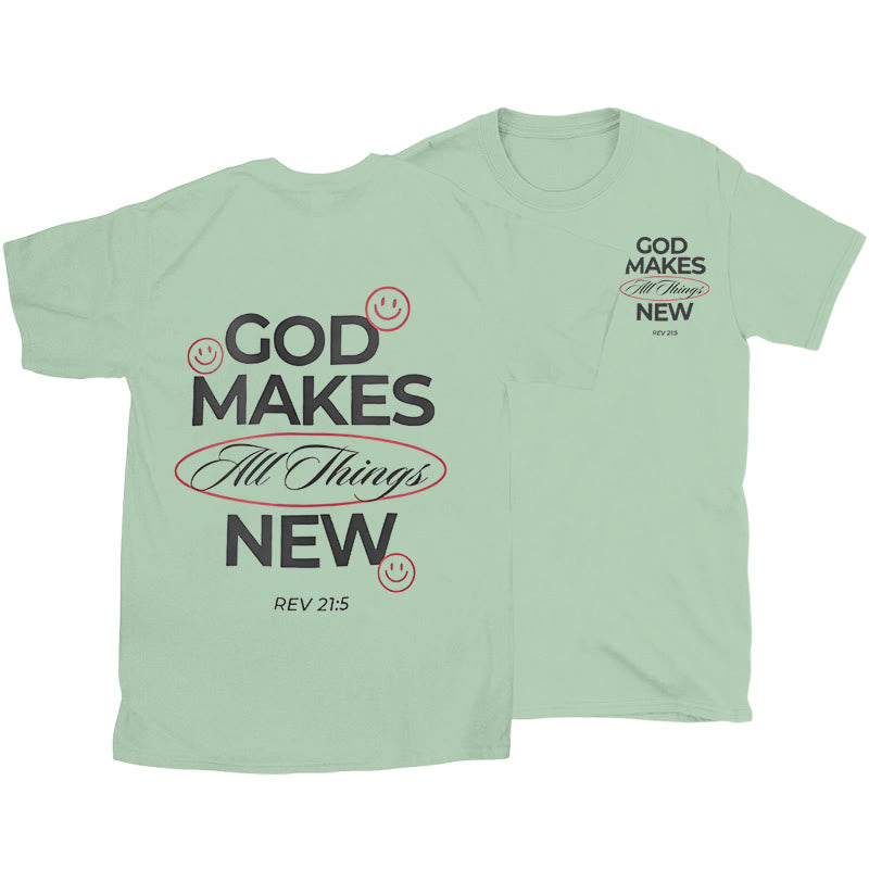 Christianartworkshop God Makes All Things New T-shirt - Light Green - 2XL - image 18
