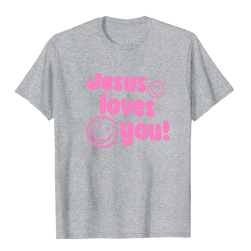 Christianartworkshop Jesus Loves You T-shirt - Grey - 2XL - image 8