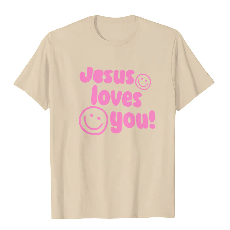 Christianartworkshop Jesus Loves You T-shirt - Beige - 2XL - image 2