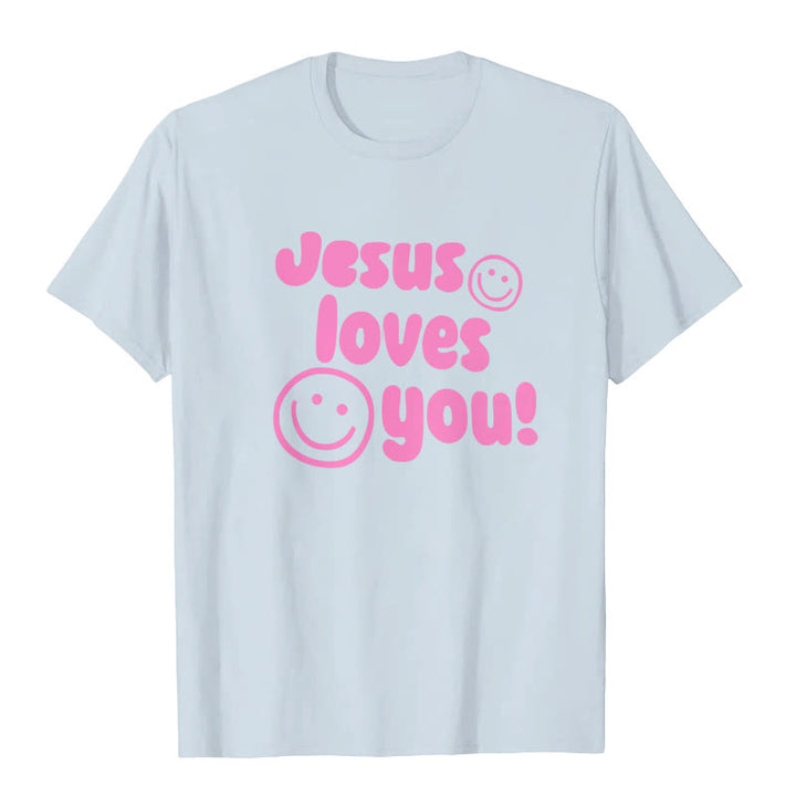 Christianartworkshop Jesus Loves You T-shirt - Blue - 2XL - image 3