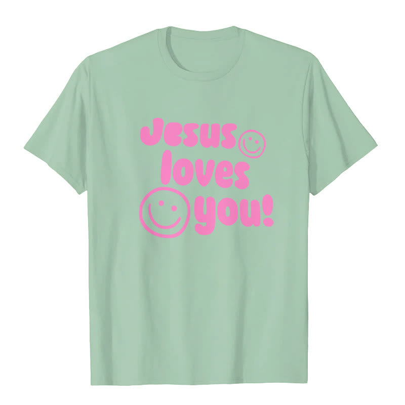 Christianartworkshop Jesus Loves You T-shirt - Light Green - 2XL - image 6