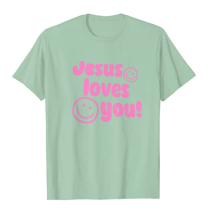 Christianartworkshop Jesus Loves You T-shirt - Light Green - 2XL - image 6