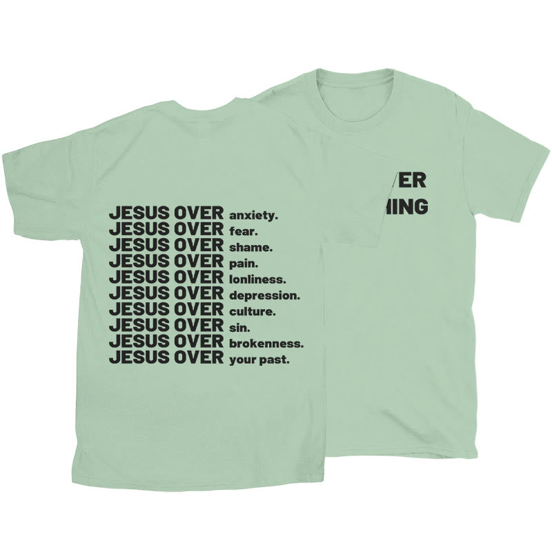 Christianartworkshop Jesus ​​Over T-shirt - Light Green - 2XL - image 18