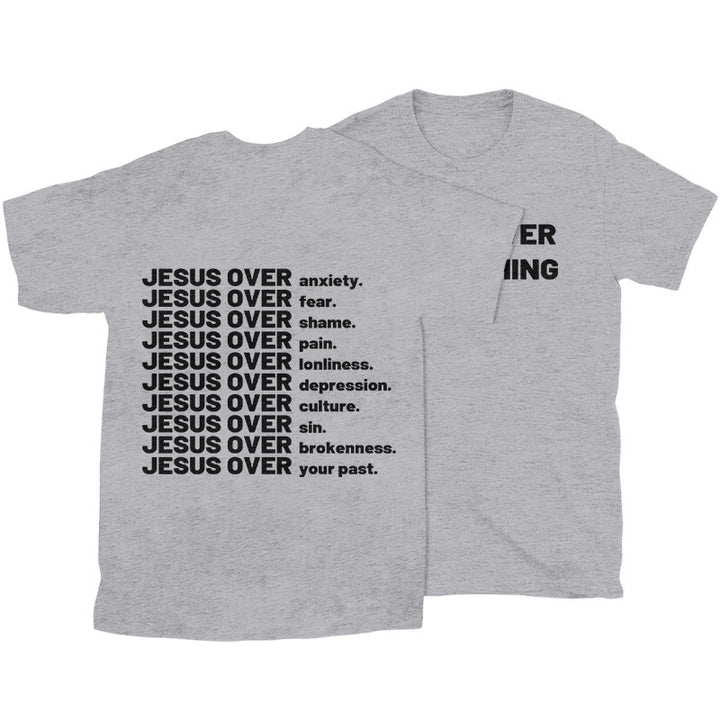 Christianartworkshop Jesus ​​Over T-shirt - Grey - 2XL - image 24