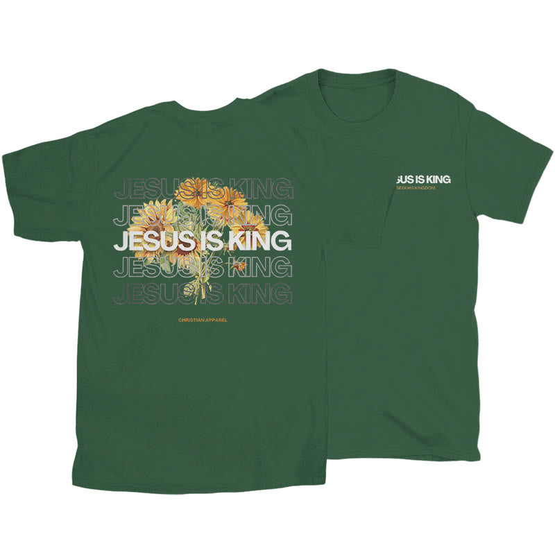 Christianartworkshop Jesus ​Is King T-shirt - Dark Green - 2XL - image 21