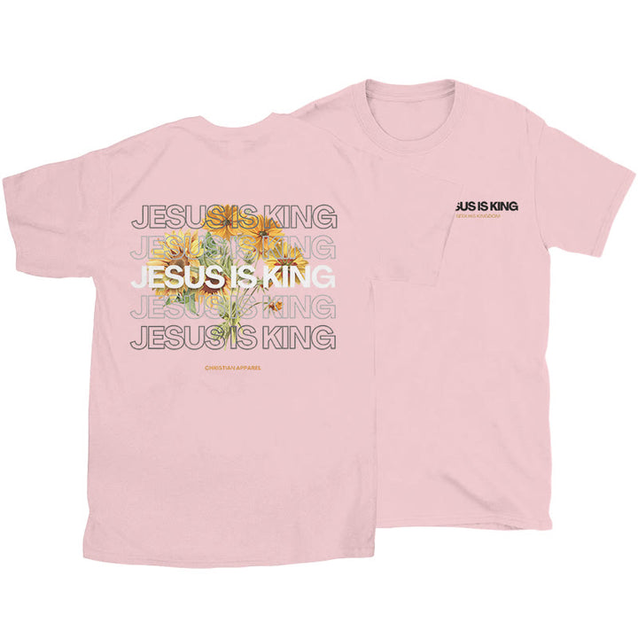 Christianartworkshop Jesus ​Is King T-shirt - Pink - 2XL - image 12